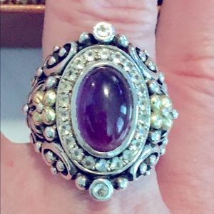 Barbara Bixby Amethyst Sterling Silver/ 18k Gold Ring